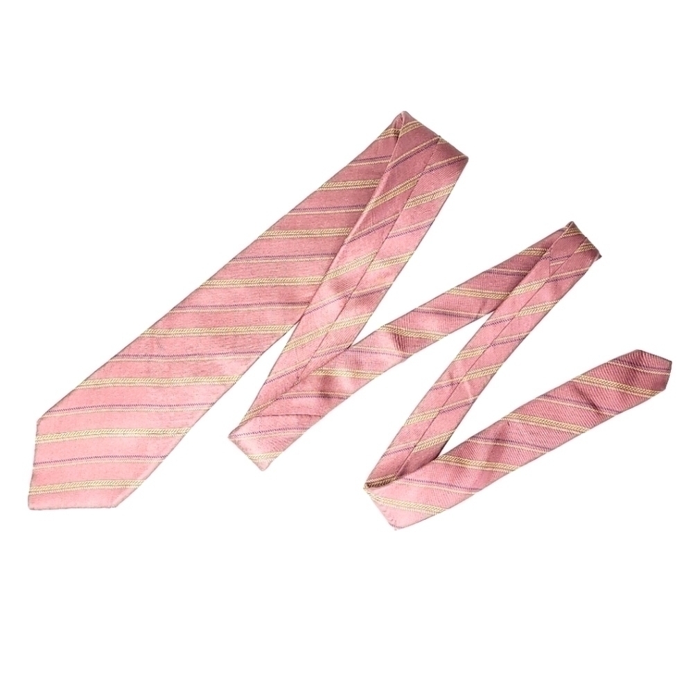 Calvin Klein Italian Silk Simple Striped Traditional Long Vintage Neck Tie - Picture 2 of 11
